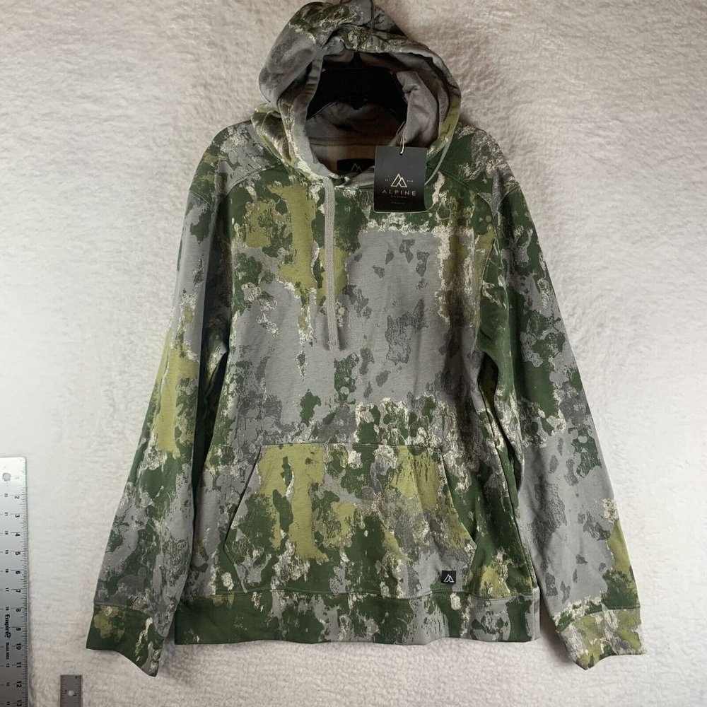 Alpine Design Hoodie Men's Small Green Cotton Camo Long Sleeve Pullover 7240